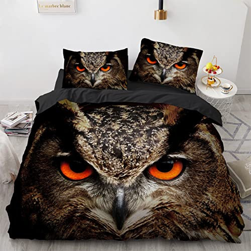 YURKO Bettwaren & Bettwäsche Eule Polyester Baumwolle 155X220 Bettwäsche Set Kein Bügeln Mit 2 Kissenbezügen 80X80Cm 155X220 cm