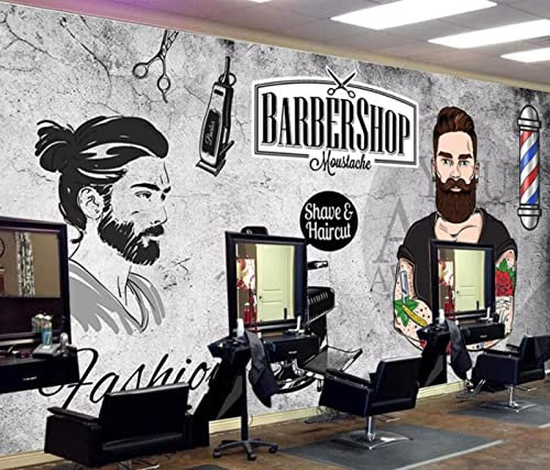 AFEBOO Papier Peint 3d Salon De Coiffure Papier Peint 3D Homme Salon Décor Gris Ciment Fond Papier Peint Mural,3D,150x105cm