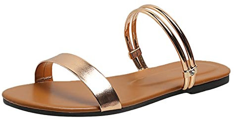 Ciabatte Donna Moda Modello Monocolore Estate Piano Piano Confortevole E Antiscivolo Scarpe Grandi Scarpe Scarpe Da Donna Sneakers Rolling Soft, oro rosa B, 39 EU