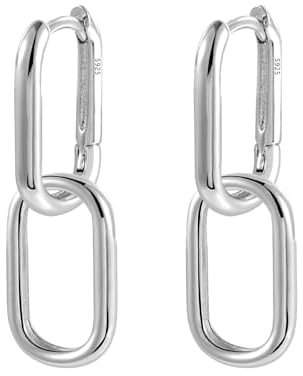 ALEXCRAFT Ohrringe Silber 925 Hängend Eckige Creolen mit Anhänger für Damen Geschenk für Frauen Freundin Mama Mädchen