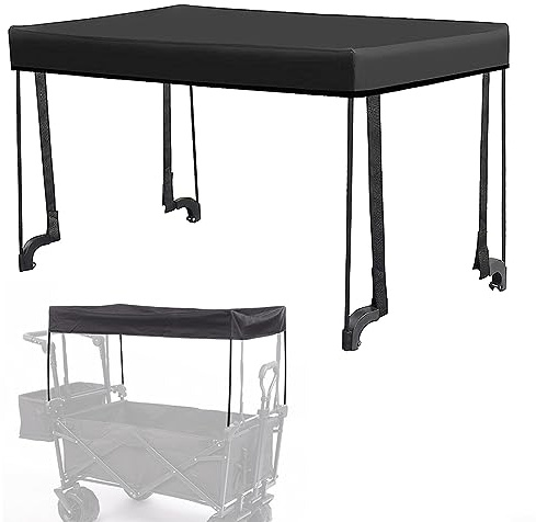 Wagon Baldachin, faltbar, Regenschutz, für Gartenwagenbefestigung, Sonnenschutz, für die meisten Trolleywagen (schwarz)