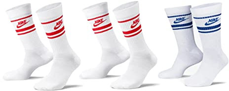 Nike 9 Paar Everyday Essential Tennissocken Socken Sportsocken Unisex DX5089 Prime, Farbe:2x Weiss - Rot / 1x Weiss - Blau, Socken Neu:42-46