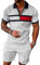 Osheoiso 2 Teiliges T-Shirt und Hosen Sets Herren Polo Shirt Shorts Jogginganzug Druck Freizeitanzug Outfit Kurze Sweathose für Männer Sommer Freizeitanzug A 10 L