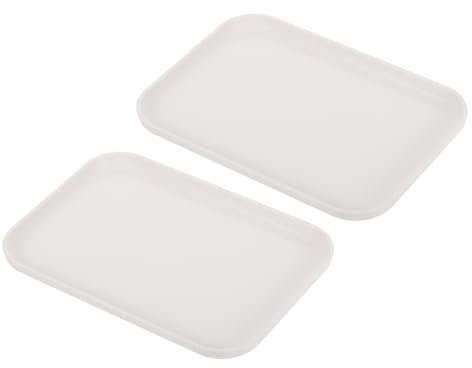 PATIKIL 2 Stücke Klein Serviertablett, 24cm x 17.5cm Kunststofftablett PP Fast Food-Tablett Wiederverwendbar Rechteckig Tabletts Servierplatte für Küche Esszimmer, Weiß