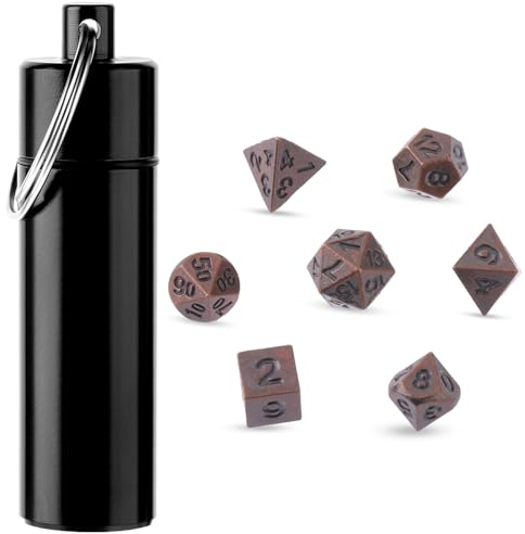 7-Teiliges DND Würfel Set Mini-Würfel Set,DND Würfel Set,Tragbare Rollenspielwürfel,Mikro Würfel Mit Schlüsselanhänger,Perfektes Zubehör Für DND-Spieler,Ttrpg-Spieler Oder Dungeon-Meister-Kupferfarbe