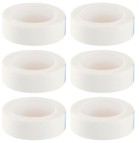 NTRUXZP 6 Rollos de Cinta Microporo, 4,5m x 1,25 cm Cinta Microporo Eyeliner Cinta Adhesiva para Pestañas para Maquillador Personal, Pegatina de Tapar Párpado (Blanco)