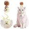 Katzen-Geburtstagstuch, Schal und Partyhut, niedliche Quasten, Lätzchen, Schal und Geburtstagshut, Katzen-Geburtstagsparty-Dekorationsset