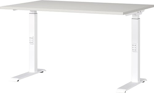Germania Schreibtisch 7910-642, in Lichtgrau/Weiß, me. höheneinst., 120 x 91 x 80 cm (BxHxT)