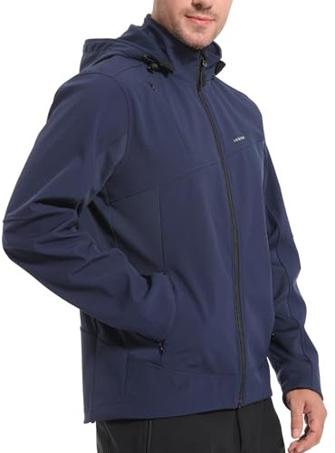 INBIKE Softshelljacke für Herren Wasserdicht Softshell Jacke Warm Herbst Winter Frühling Outdoor Regenjacke Wanderjacke Fahrradjacke Übergangsjacke MTB Fahrrad Dunkelblau XL
