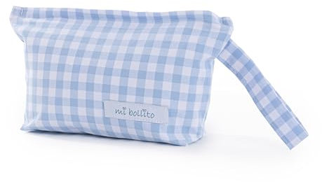 Mi Bollito - Trousse de toilette pour bébé Vichi en coton, petit sac organisateur pour accessoires de toilette et hygiène de bébé, pratique et pratique à transporter., bleu, Vichi