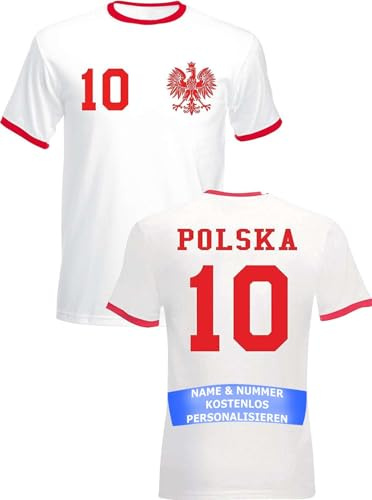 Herren T-Shirt Polen Trikot WM 2026 Personalisiert mit eigenem Namen + Nummer