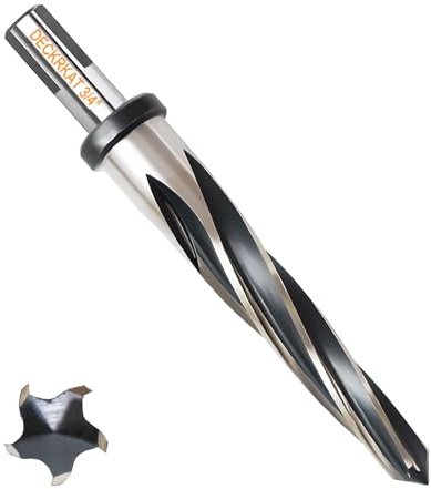 3/4 Zoll Reibahle Bohrer für Metall, M2 HSS Kegelreibahle für Stahl, Legierung, Holz, Kunststoff zum Ausrichten, Vergrößern von Löchern, 5-Spiralnuten, 1/2 Zoll rutschfester Schaft, 19 mm