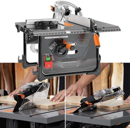2000W Upgraded Table Saw - 98% Vacuuming Rate, 8.5 inch Wood Saw Blades, 5000r/min Cutting Speed, for DIY Woodworking and Furniture Making