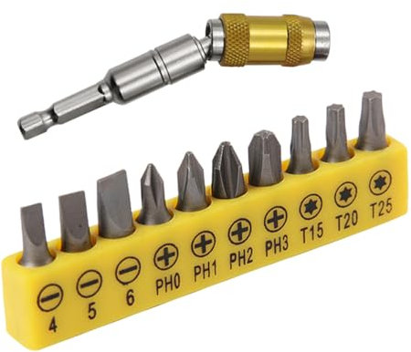 KONTONTY Flexible Hex Bit Holder with Magnetic Swivel Head Extension for Impact Drivers and Drills Adjustable Accessory for Screws and Nuts Includes Set