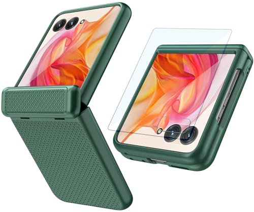 Wibrthz Hülle für Motorola Razr 50 Ultra mit Scharnierschutz und Eingebauter Externer Bildschirmschutz, Slim Hard PC Anti-Slip-Textur Stoßfest Telefonhülle für Motorola Razr+ 2024(Grün)