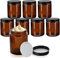 MAOOY Lot de 8 boîtes à crème à remplir - 240 ml - En verre marron - Avec couvercle en métal et doublure - Grands récipients à crème pour cosmétiques, pommades, lotions, huiles essentielles, épices,