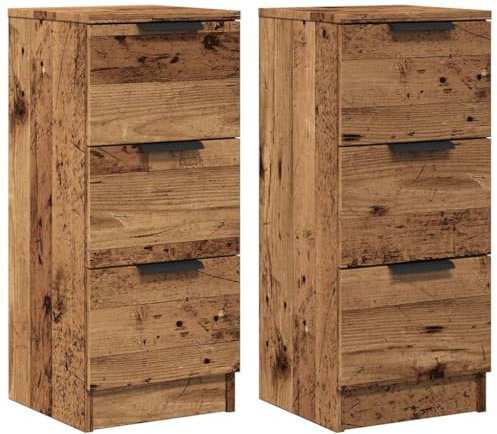 vidaXL Sideboard 2 STK., Kommode mit Schubladen, Anrichte Schrank für Wohnzimmer, Beistellschrank Schubladenschrank, Altholz-Optik Holzwerkstoff