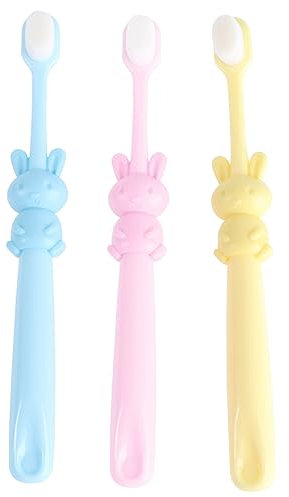 WATIIFUFU 3 Pièces Brosse à dents à poils doux pour enfants massage bébé outil de soins bucco-dentaires brosse à dents manuelle brosse à dents pour bébé PRT