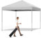 Pop-Up-Zelt, 25,4 x 25,4 cm, Outdoor-Baldachin für Terrasse mit Rolltasche, 3 verstellbare Höhen, Outdoor-Zeltüberdachung für Hinterhof/Bank/Garten, Weiß