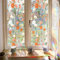 GORGECRAFT 100x43cm Große Sichtschutzfolie Für Fenster Mit Wildblumen Regenbogen Motiv Sonnenschutz Fensteraufkleber Buntglas Dekorativer 3D Sonnenfänger Statisch UV Beständig Reflektierend Nicht Kleb