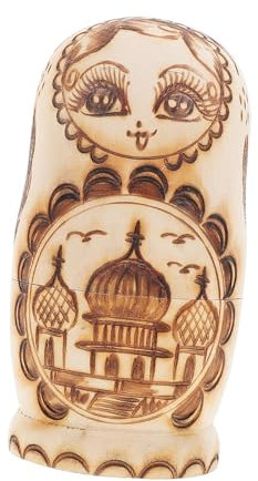 HAWILLOSCH 5-layer Pyrography Relief Russian Nesting Dolls Wooden Toys Kit Handmade Matryoshka Dolls for Toddlers Stacking Dolls for Christmas