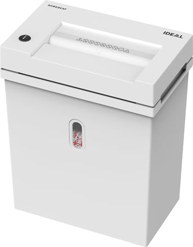 SHREDCAT 8200 CC, P-5, Aktenvernichter bis zu 12 Blatt, leiser Papierschredder für Büro, Aktenschredder mit 2x12mm Partikelschnitt, weiß, 1 Stück