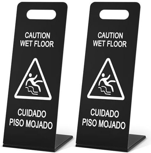 Blulu Schild mit Aufschrift Caution Wet Floor, Edelstahl, faltbar, zweisprachig, mit L-Rahmen, strapazierfähig, Sicherheitswarnung für Restaurant, Toilette, Büro, Vermeidung von Stürzen, 55,9 cm, 2