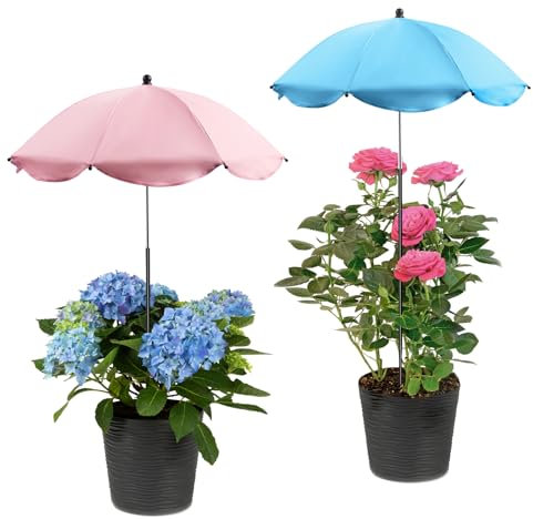 ANLIZY Pflanzenschirme für Outdoor-Pflanzen, 2 Stück, Pflanzenschirme für Topfpflanzen und Gartenbeete, 101,6 cm Höhe, Gartenschirm, Sonnenschutz, 66 cm, größerer Schattenschutz für Terrassenblumen
