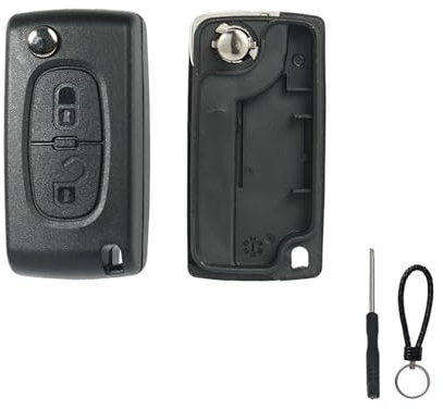 SUPALAN CE0523 Repuesto Carcasa Llave Compatible para Citroen C2 C3 C4 C5 C6 Peugeot 207 307 308 3008 5008 Partner Funda Mando a Distancia Coche 2 Botones Retráctiles-Hoja de la Llave VA2.