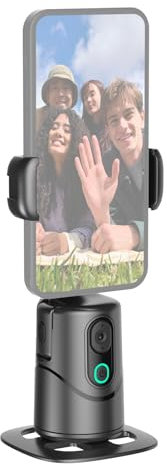 Qukaim Gimbal per tracciamento automatico del viso AI, supporto per telefono con tracciamento automatico a 360°, Cameraman robot selfie intelligente, controllo gestuale, batteria integrata, otturatore