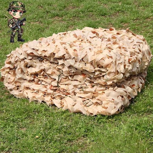 Filet de Camouflage Sable, Voile d'ombrage de Pergola de Camping de Chasse Militaire, Toile Filet Camo pour Soleil en Plein Air Thème Parti Décoration Voiture Couvre(3x12m)