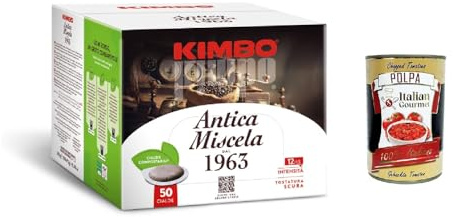 Kimbo Antica Miscela, 50 Cialde ESE 44 mm, boîtes de 50 dosettes de café + Italian Gourmet polpa 400g