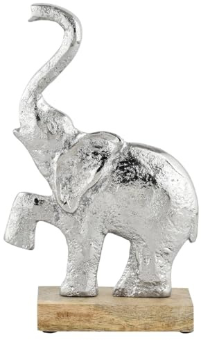 Moderne Dekofigur Mumba handgefertigt aus Aluminium in Silber 21 cm