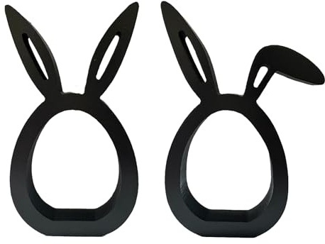 Deauparkoty 2 Stück Osterhase Modern Deko Osterdeko Hase aus Holz Ostern Deko Tisch Schwarz Ostereier Osterfeko Ostergeschenk Tischdeko Ostern