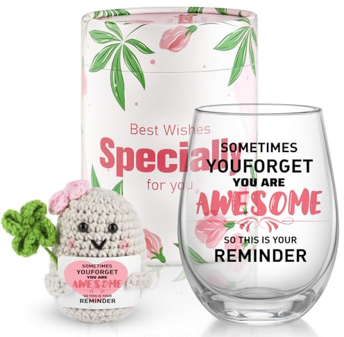 MUJUZE Wine Glass Present,Novelty Birthday Gifts for Women | Lucky Potato Gifts Ideal for Female ,Surprise Gift Set for Best Friend Girlfriend Sister Colleagues(You are Awesome Gifts)