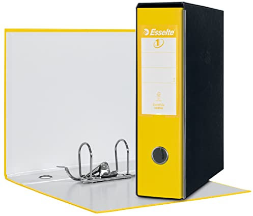Esselte Raccoglitore Eurofile con meccanismo a leva e con custodia, Formato Commerciale, Cartone rivestito in plastica, Dorso 8 cm, Giallo, 390753090