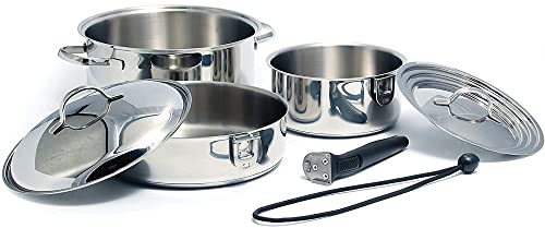 Camco 43920 Stainless Steel 7 Piece Nesting Cookware Set