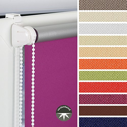 Klemmfix-Rollo Verdunklung mit Thermobeschichtung inkl. Klemmträger 075 x 150 Creme, Verschiedene Größen und Farben