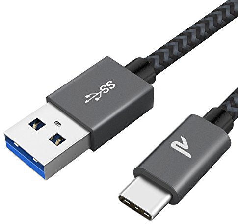 Rampow USB C Kabel, USB C Ladekabel, USB Typ C Kabel - QC 3.0 USB 3.0 Schnelles Aufladen und Synchronisation - Aluminum USB C Kabel Kompatibel für Samsung Galaxy, HTC und Mehr - USB C 1m Space Grau