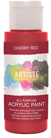 Artiste Acrylic Paint 59ml 2Oz Cherry Red, Quick-Drying Professional Art, Craft and Hobby Artists Paint, Vibrant Colour, Water-Based Paints Cover All Surfaces with Ease, Ideal for Travel Artists