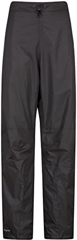 Mountain Warehouse Spray Womens Short Length Waterproof Over Trousers - Mesh Lined Ladies Over Pants, Taped Seams, Half Zip, Walking Rain Pants - for Travelling, Hiking, Black, 6