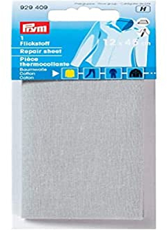 Prym 929409 Flickstoff CO (bügeln) 12 x 45 cm hellgrau, Grau
