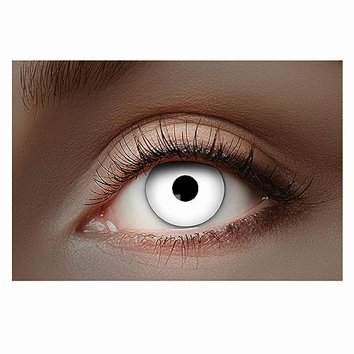 Zoelibat Eyecatcher 84027541-001 - 1 paio di lenti a contatto UV colorate, per 12 mesi, colore: Bianco brillante, Halloween, Carnevale