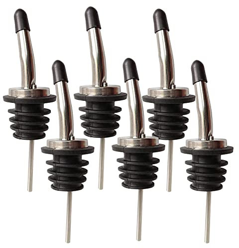 Axe Sickle 2-Pack / 6-Pack / 12-Pack Stainless Steel Bottle Pourer Spout Cork Stopper Dispenser Olive Oil Liquor Liquor Bottle Speed Pourers Flow Wine Beer Bartend Tool with Dust Cap (6 per pack)