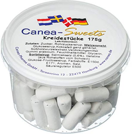 Canea-Sweets Knackig dragiert mit weicher Füllung, CANEA Sweets Kreidestücke Dragees Dose, 1er Pack (1 x 175 g)