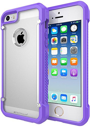 TECHGEAR iPhone SE 2016, 5s, 5 Case - [Fusion Armour] Premium Slim Hybrid Tough Rugged Protective Bumper Case Heavy Duty Protection Cover Compatible with iPhone SE 2016, 5s, 5 (Frost/Purple)