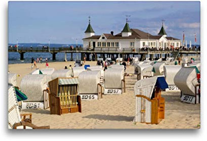 Premium Textil-Leinwand 45 x 30 cm Quer-Format Seebrücke in Ahlbeck, Leinwanddruck von Thomas Polske