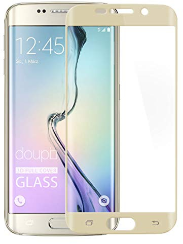 doupi FullCover Panzerfolie für Samsung Galaxy S6 Edge Plus, Preimium 9H Hartglas HD Displayschutz Anti Kratzer Glas Schutzfolie, gold