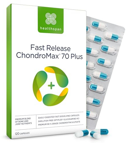 Healthspan Glucosamine & Chondroitin 70 Plus | 120 Capsules | Joint Health | 375mg Optiflex Glucosamine HCI & 300mg Chondroitin Sulphate 90% | with Vitamins C, D3 and Calcium