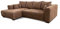 Cavadore Ecksofa Mavericco / XXL Eckcouch Inkl. Rückenkissen und Zierkissen / Longchair links / Industrial Style / 285 x 69 x 170 (BxHxT) / Mikrofaser Hellbraun